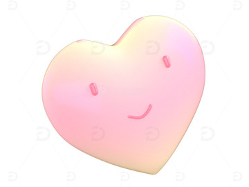 C4D粉色渐变笑脸爱心创意3d