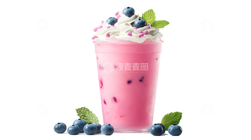 高清大图下载【趣麦麦图】蓝莓奶昔奶油混合饮料