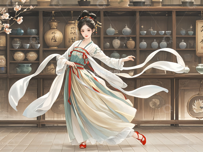 高清大图下载【趣麦麦图】酒肆古风美女襦裙飘逸图