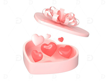 C4D甜蜜粉色爱心礼盒3d渲染