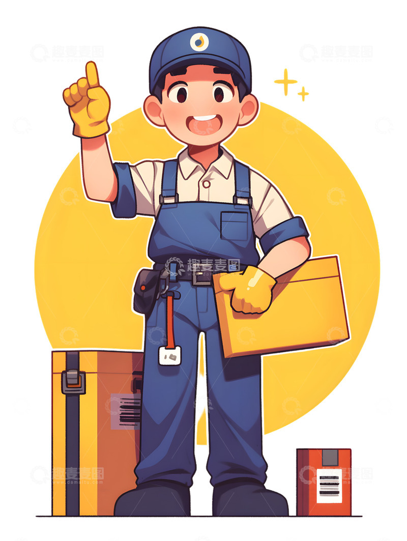高清大图下载【趣麦麦图】卡通快递员维修工工人