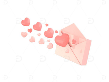 C4D粉色爱心信封3d渲染元素
