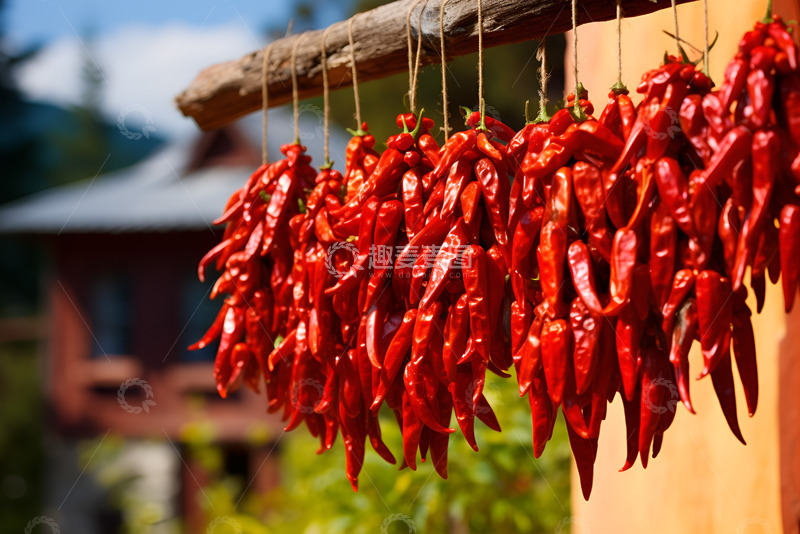 高清大图下载【趣麦麦图】一串串红色的干辣椒