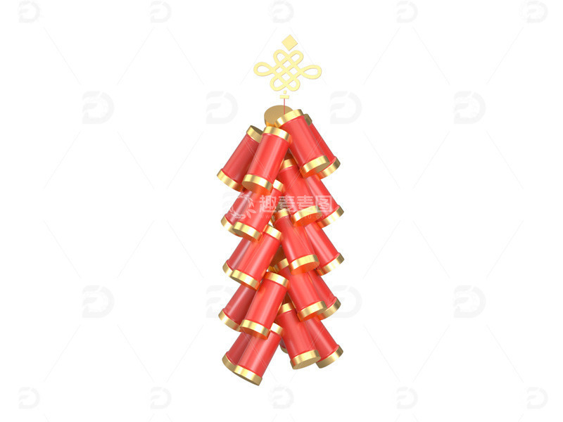 C4D新年喜庆鞭炮3d元素