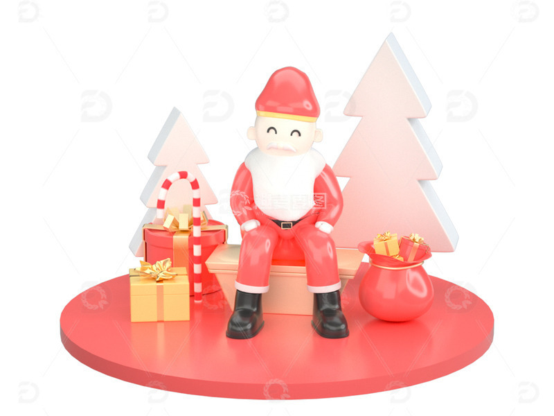 源文件下载【趣麦麦图】C4D圣诞老人礼物场景3d渲染