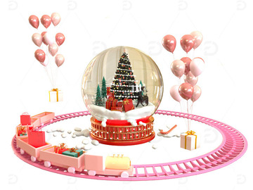 圣诞水晶球小火车气球礼盒舞台