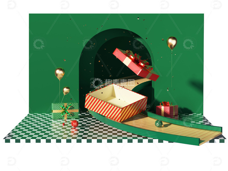 圣诞节C4D圣诞电商场景舞台1