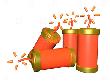 C4D红色喜庆鞭炮爆竹主题3d元素