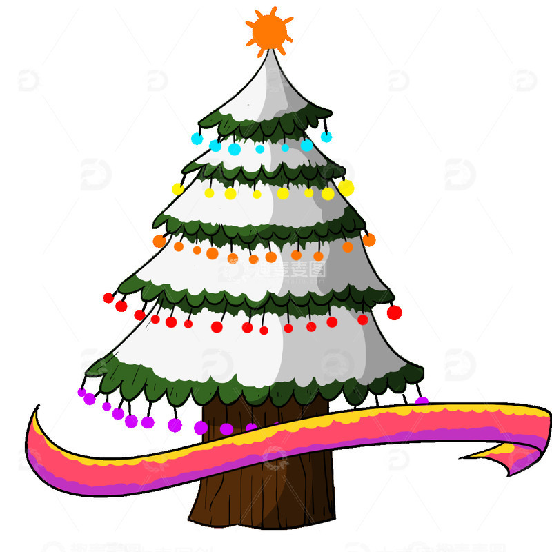 源文件下载【趣麦麦图】圣诞树 彩灯 飘带 圣诞节 节日 过年