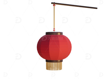 兔年春节喜庆红色圆形灯笼