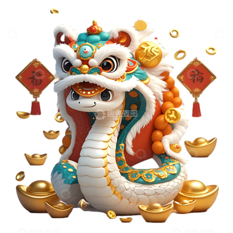 高清大图下载【趣麦麦图】中国春节生肖蛇