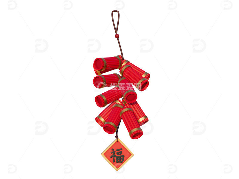 源文件下载【趣麦麦图】-春节红色福字鞭炮