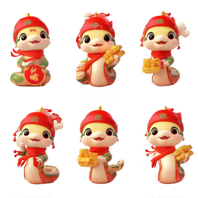 高清大图下载【趣麦麦图】卡通新年喜庆蛇形象