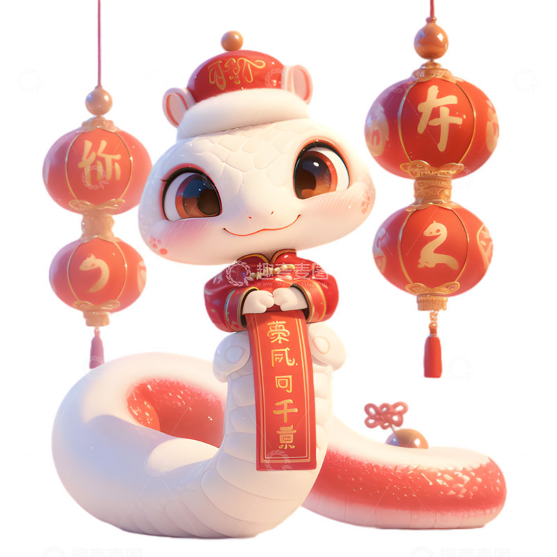 高清大图下载【趣麦麦图】新年喜庆灯笼生肖蛇