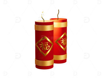 兔年春节红色福字鞭炮