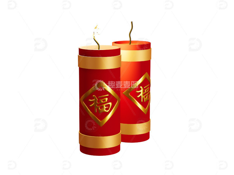 兔年春节红色福字鞭炮