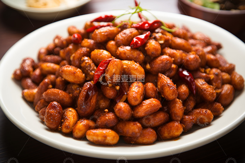 高清大图下载【趣麦麦图】一盘油炸麻辣花生