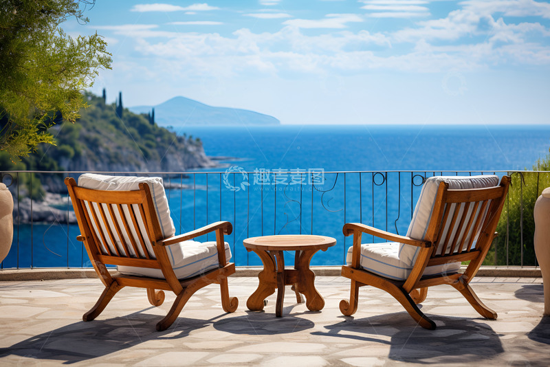 高清大图下载【趣麦麦图】海边的两个座椅