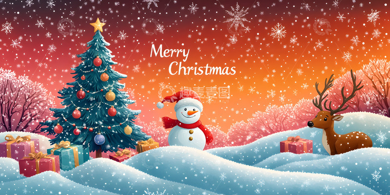 高清大图下载【趣麦麦图】冬季雪人圣诞节