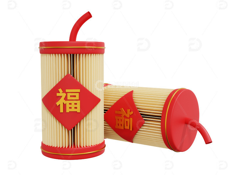 源文件下载【趣麦麦图】-剪纸春节物品过新年迎新春鞭炮