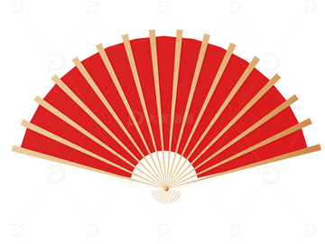 新年元素红色喜气红色扇子