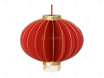 C4D立体剪纸春节灯笼3d