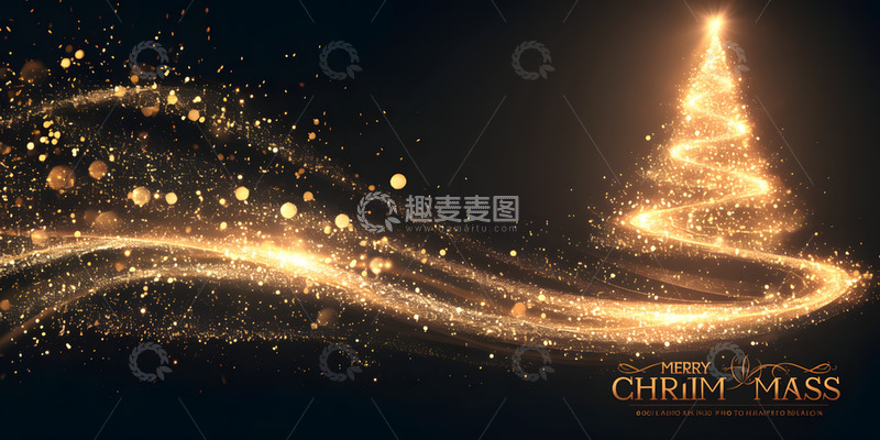 高清大图下载【趣麦麦图】金色星光圣诞树