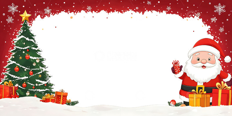 高清大图下载【趣麦麦图】圣诞节红色渐变人物边框