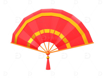 新年元素扇子红色大气喜庆简约