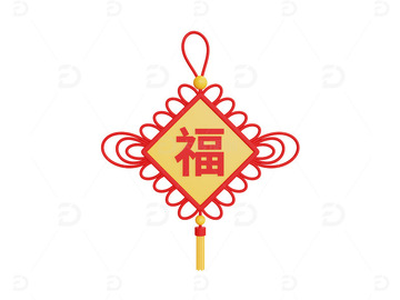 新年中国结福字红色喜庆