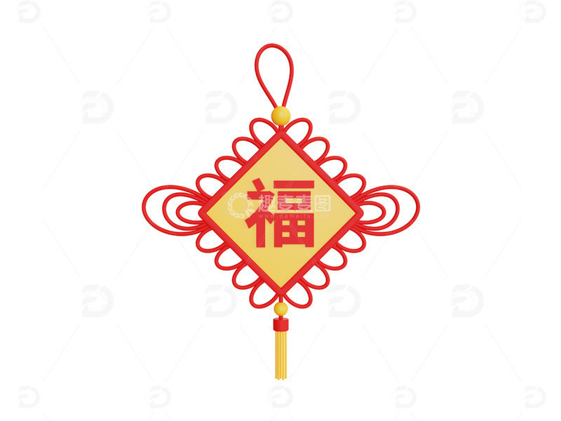 源文件下载【趣麦麦图】新年中国结福字红色喜庆