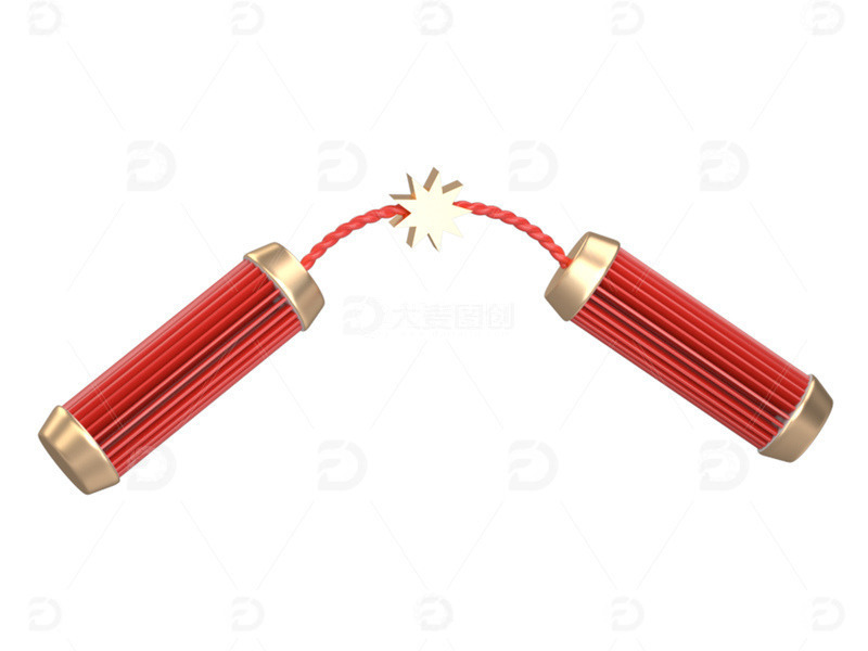 C4D立体剪纸春节鞭炮3d