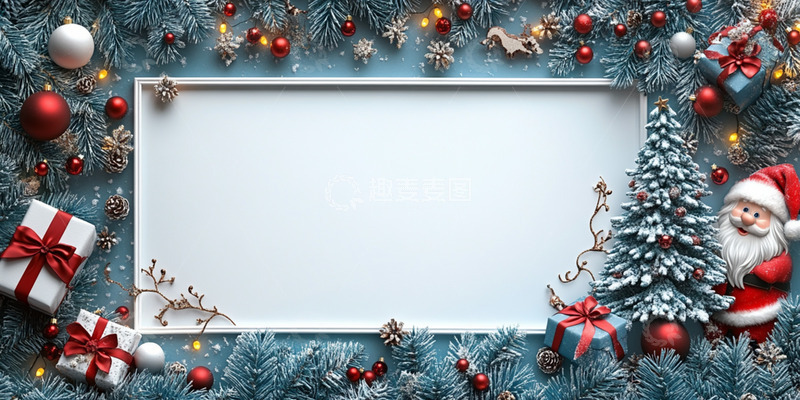 圣诞节白色边框背景