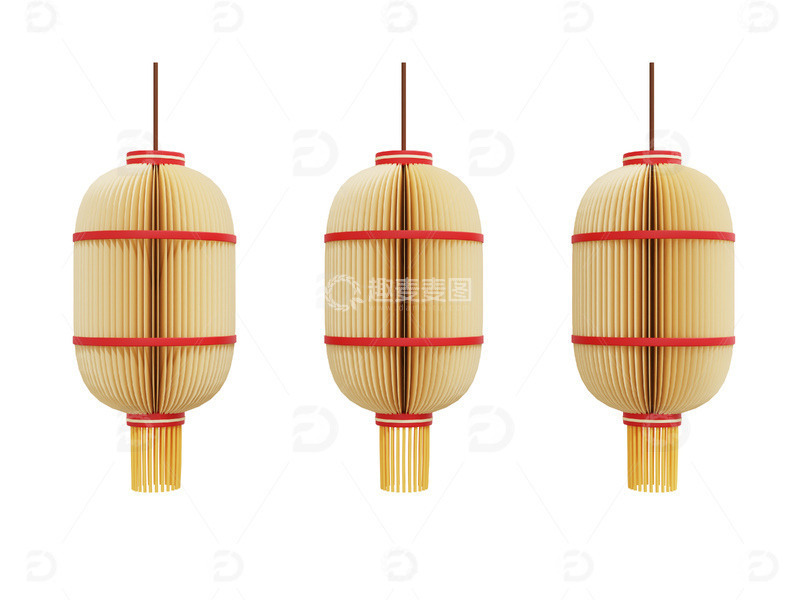 源文件下载【趣麦麦图】-剪纸春节物品剪纸圆柱灯笼