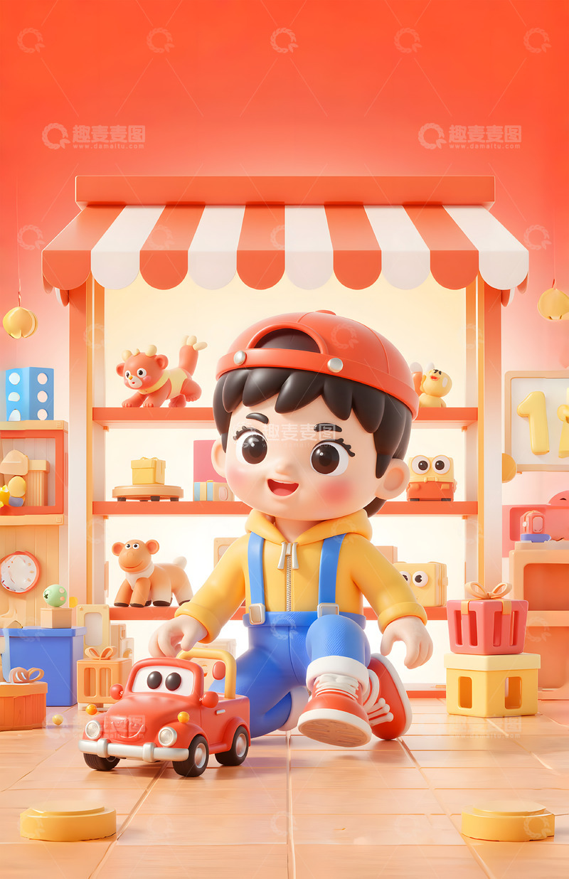 购物节儿童玩具专场3D卡通背景