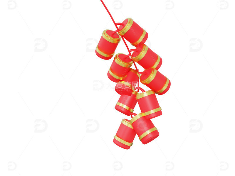 源文件下载【趣麦麦图】-鞭炮过新年迎新春装饰一串鞭炮