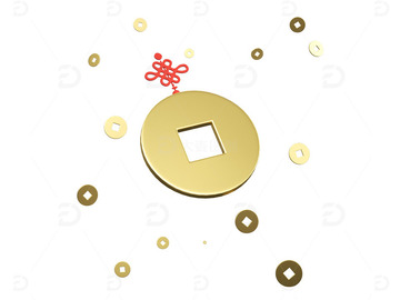 C4D新年金色铜钱降落3d