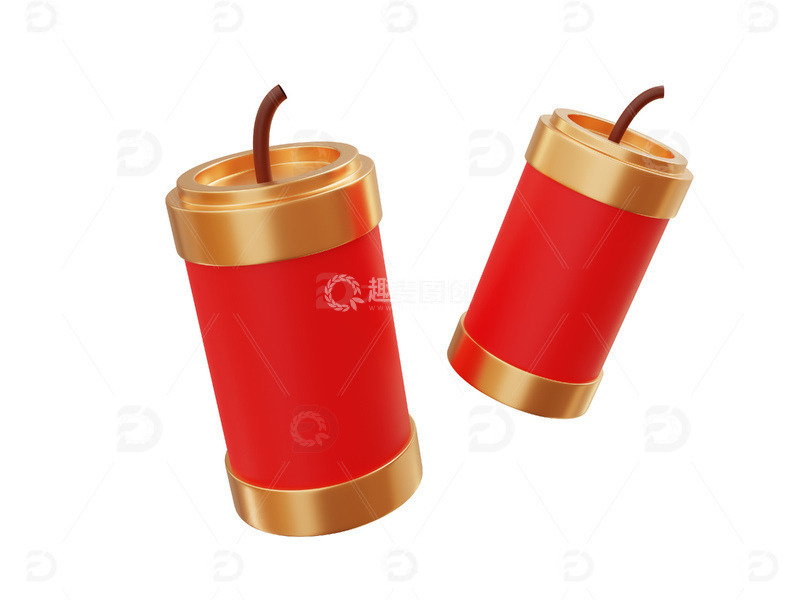 新年元素红色喜庆两个红色鞭炮