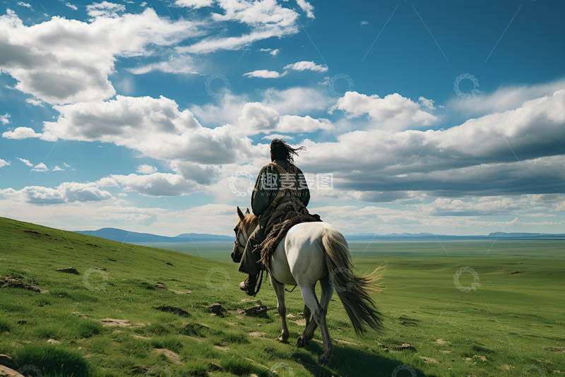 高清大图下载【趣麦麦图】草原上骑马的人