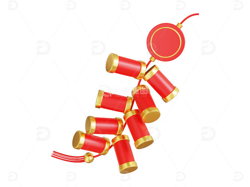 新年装饰红色喜庆鞭炮串