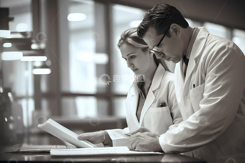 高清大图下载【趣麦麦图】研究病例的医生