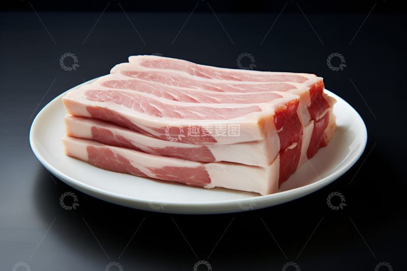 高清大图下载【趣麦麦图】一盘切块的五花肉