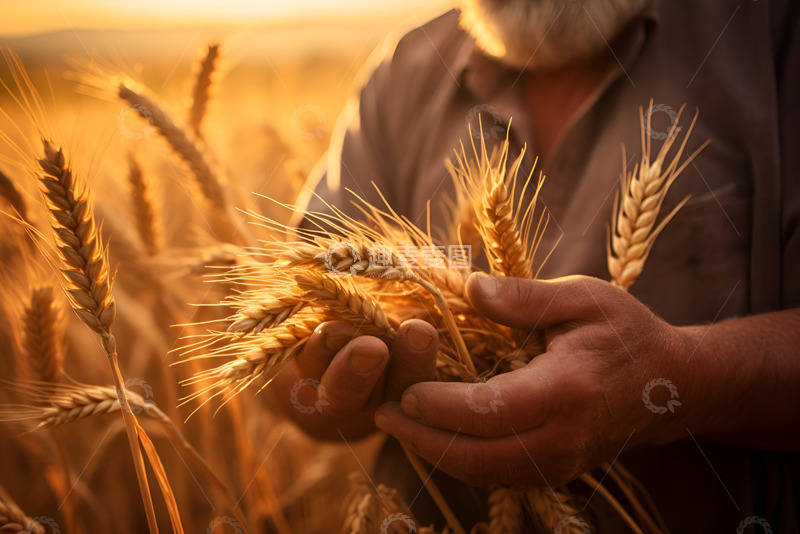 高清大图下载【趣麦麦图】捧着麦穗的农民