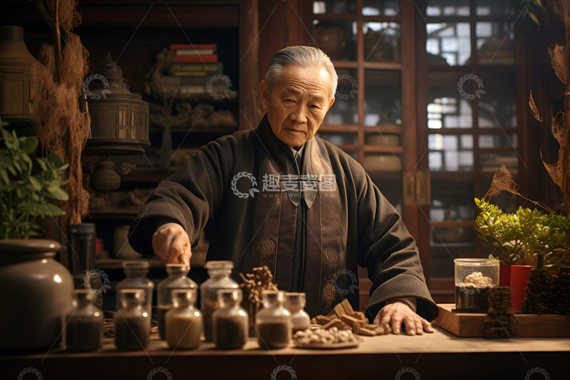 高清大图下载【趣麦麦图】中医馆的老中医