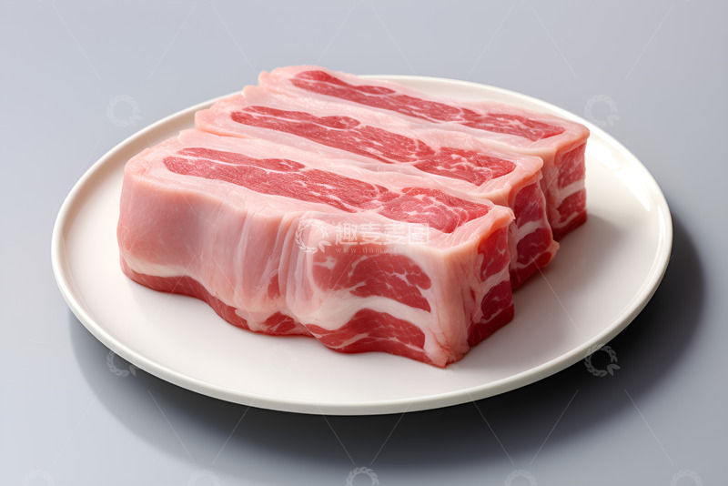 高清大图下载【趣麦麦图】一盘生的五花肉