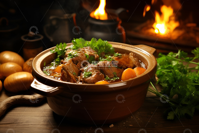 高清大图下载【趣麦麦图】香菜胡萝卜炖牛肉