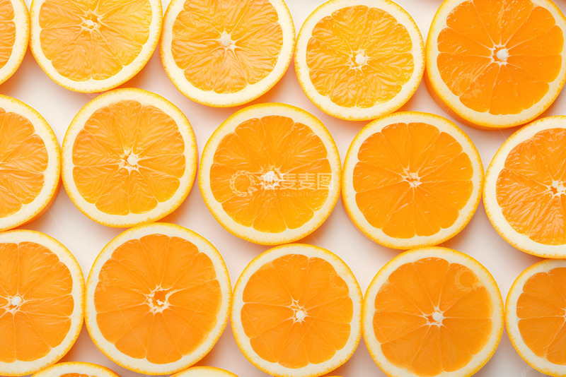 高清大图下载【趣麦麦图】切成片的橙子整齐排列