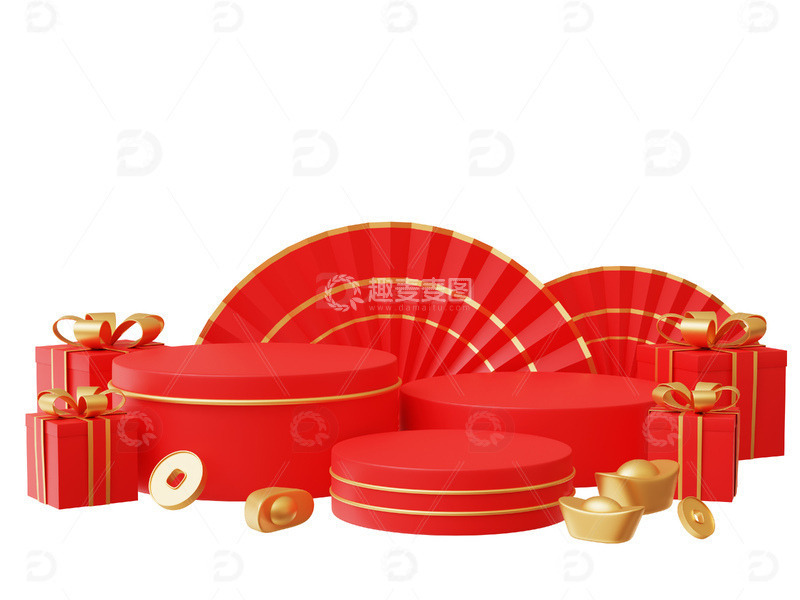 年货节场景红色喜庆金元宝促销