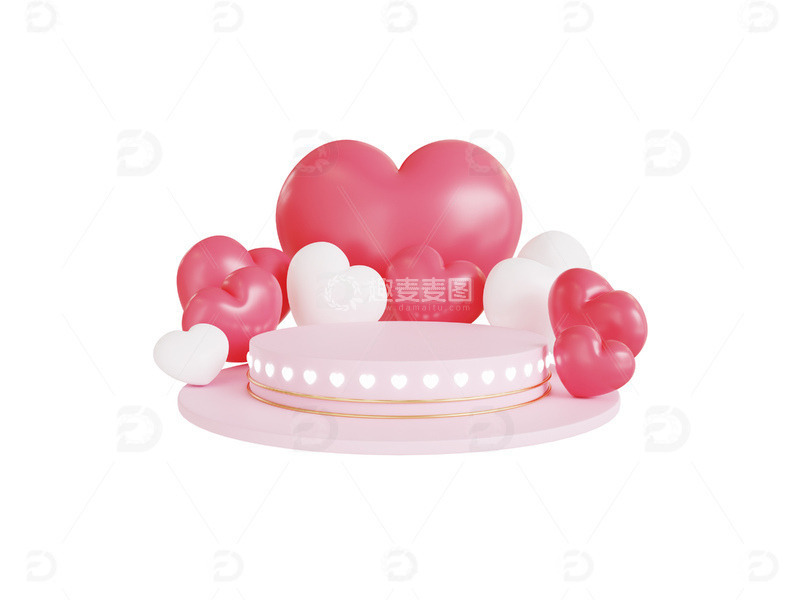 源文件下载【趣麦麦图】粉红色爱心电商促销展台元素