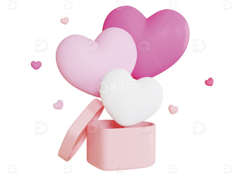 源文件下载【趣麦麦图】爱心礼盒粉红色桃心礼物盒心形